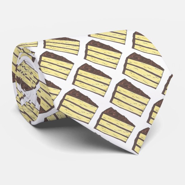 Yellow Layer Cake Slice Dessert Foodie Food Tie (Rolled)