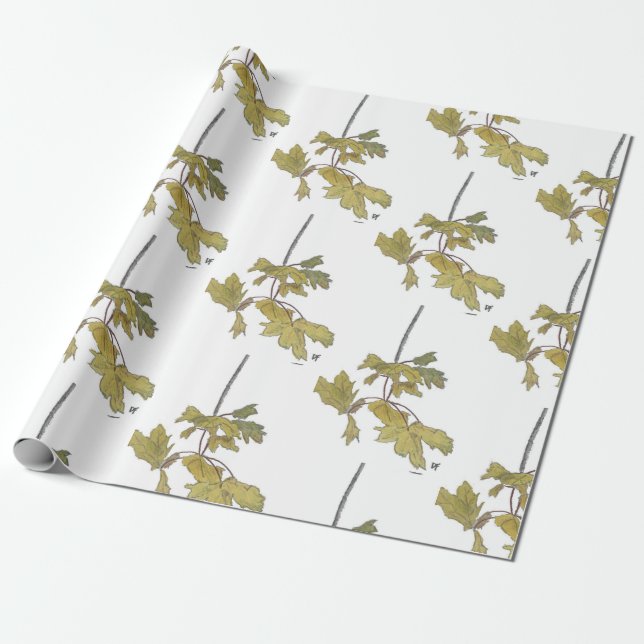Yellow Leaf Summer Wrapping Paper (Unrolled)