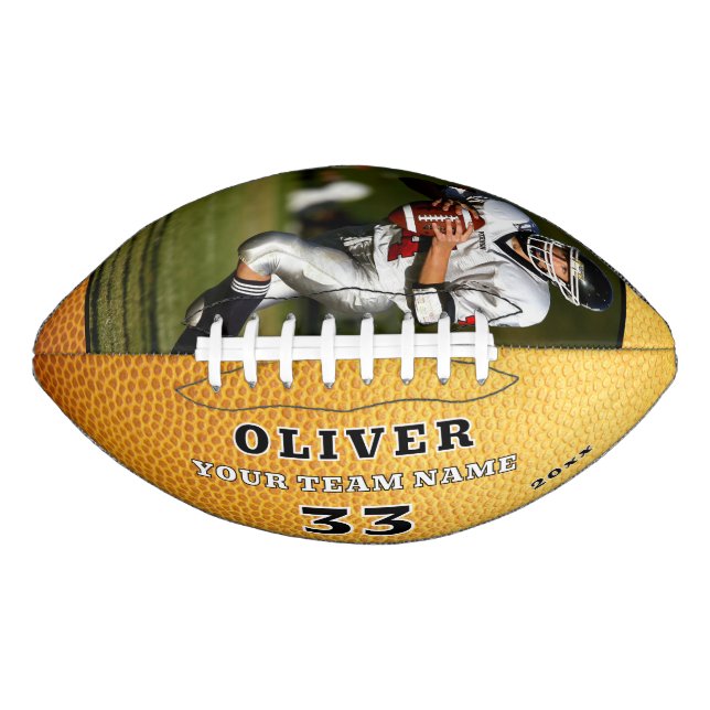 Yellow Leather Print Team Player Number Photo American Football (Front)