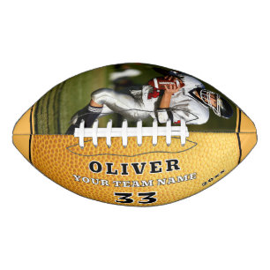 Yellow Leather Print Team Player Number Photo American Football