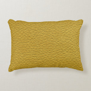 Yellow Leather Texture Seamless Closeup Decorative Cushion