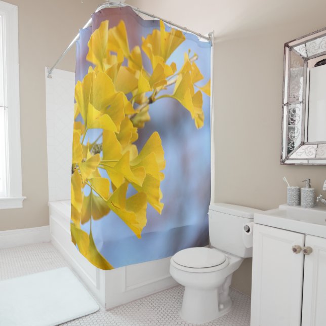 Yellow Leaves Ginkgo Tree Shower Curtain (In Situ)