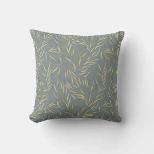 Yellow Leaves Grey Pattern Cushion