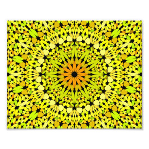 Yellow Leaves Mandala Photo Print