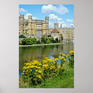 yellow Leeds Castle, Kent, England flowers Poster