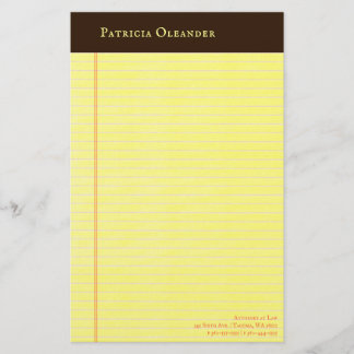 Yellow Legal Pad Dark Brown Binding Stationery
