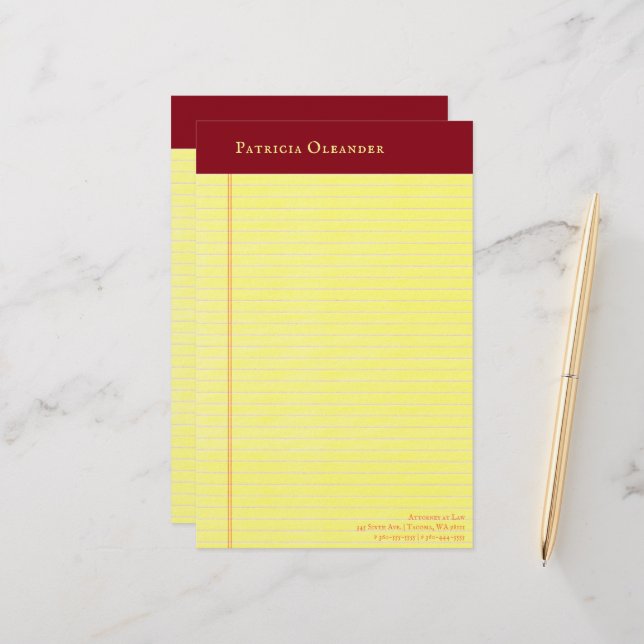 Yellow Legal Pad Ruddy Binding Stationery (Front/Back In Situ)