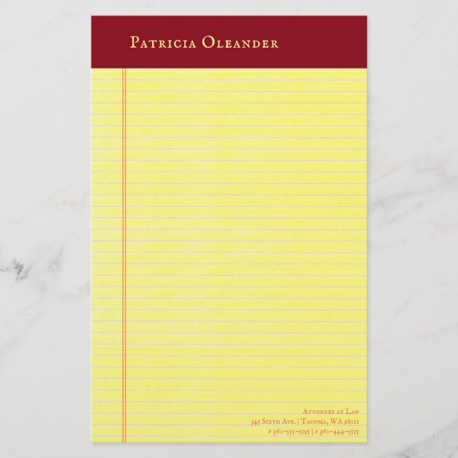 Yellow Legal Pad Ruddy Binding Stationery (Front)