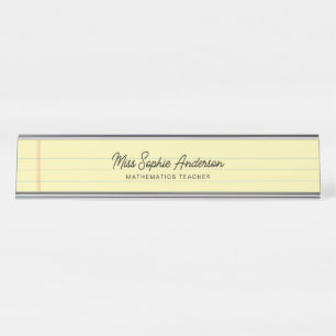 Yellow Legal Pad Style Teacher Desk Name Plate