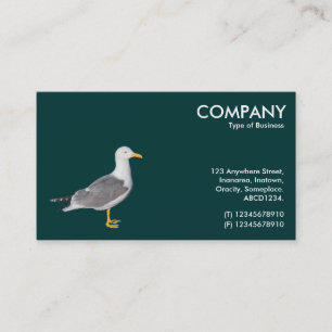 Yellow Legged Gull - Dark Green Business Card