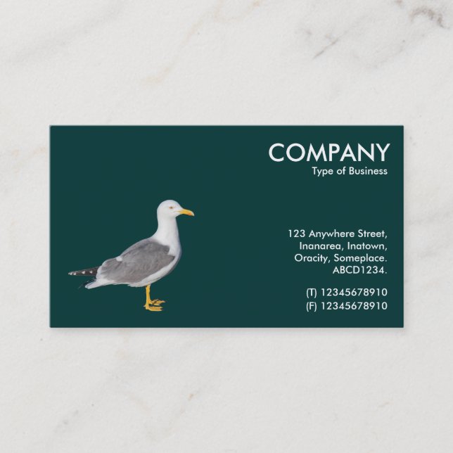 Yellow Legged Gull - Dark Green Business Card (Front)