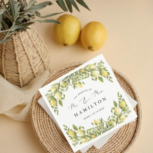 Yellow Lemon amalfi coast Mediterranean Wedding Napkin