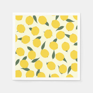 Yellow Lemon and Green Leaves  Napkin