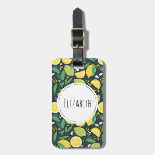 Yellow Lemon and Green Lime Fruit Food Pattern Luggage Tag