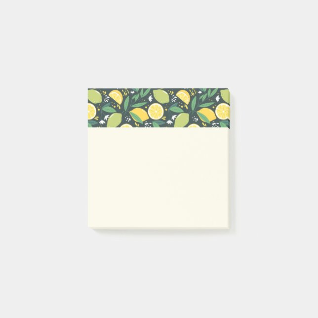 Yellow Lemon and Green Lime Fruit Food Pattern Post-it Notes (Front)