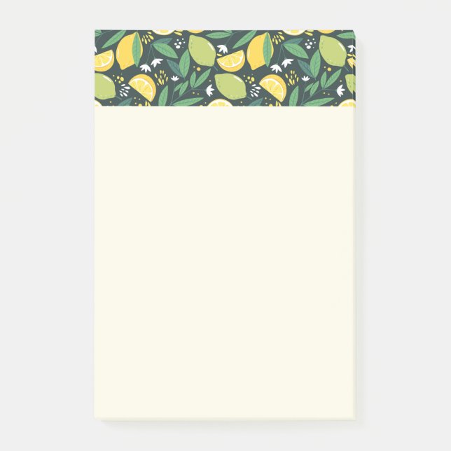 Yellow Lemon and Green Lime Fruit Food Pattern Post-it Notes (Front)