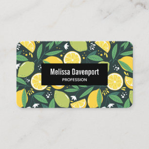 Yellow Lemon and Green Lime Fruit Pattern Business Card