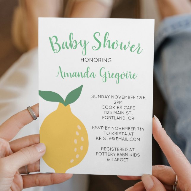 Yellow Lemon and Leaves Baby Shower Invitation (Creator Uploaded)