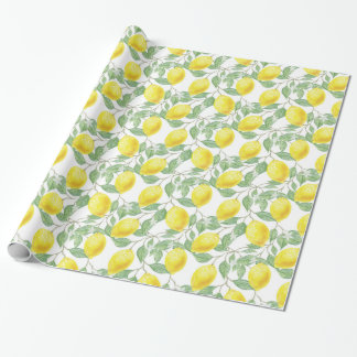 Yellow Lemon and Sage Green Vines Gift Wrap