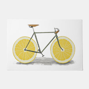 Yellow Lemon Bike Mat, Funny Fruit Doormat