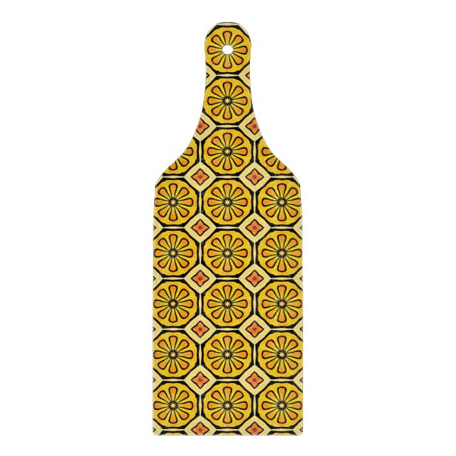 Yellow Lemon Bloom Pattern Cutting Board (Front)