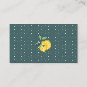 Yellow Lemon Citrus & Foliage Polka Dot Business Card