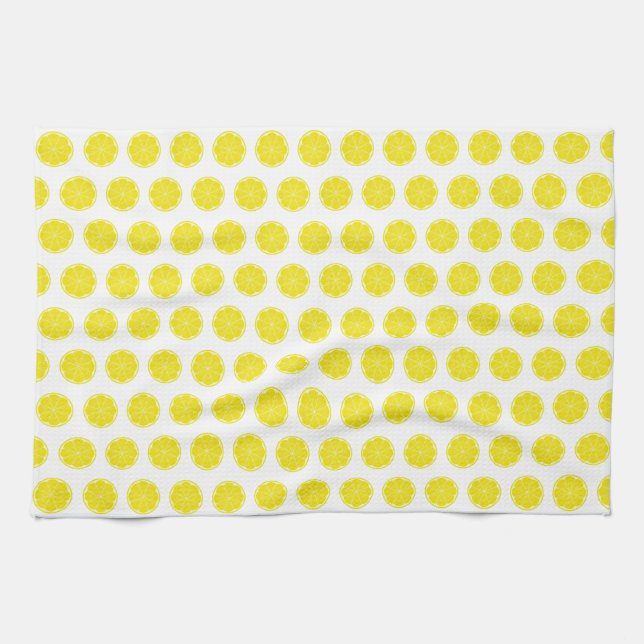 Yellow Lemon Citrus Fruit Design Tea Towel (Horizontal)