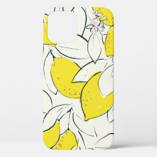 Yellow lemon citrus fruit hand drawn illustration iPhone 12 case
