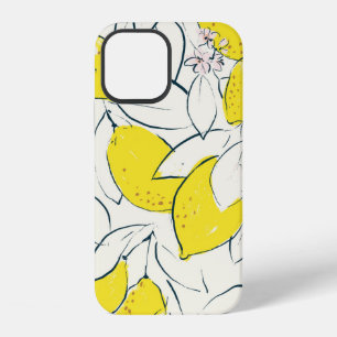 Yellow lemon citrus fruit hand drawn illustration iPhone 12 case