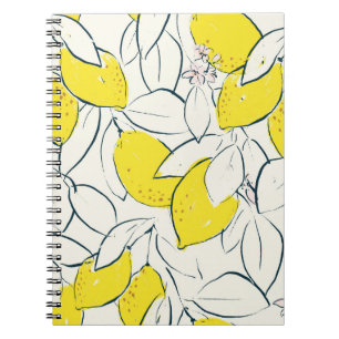 Yellow lemon citrus fruit hand drawn illustration  notebook