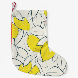 Yellow lemon citrus fruit hand drawn illustration small christmas stocking