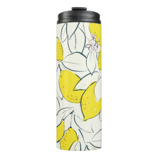 Yellow lemon citrus fruit hand drawn illustration thermal tumbler