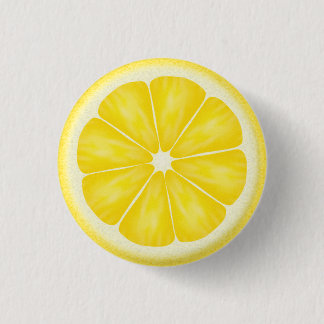 Yellow Lemon Citrus Fruit Slice 3 Cm Round Badge