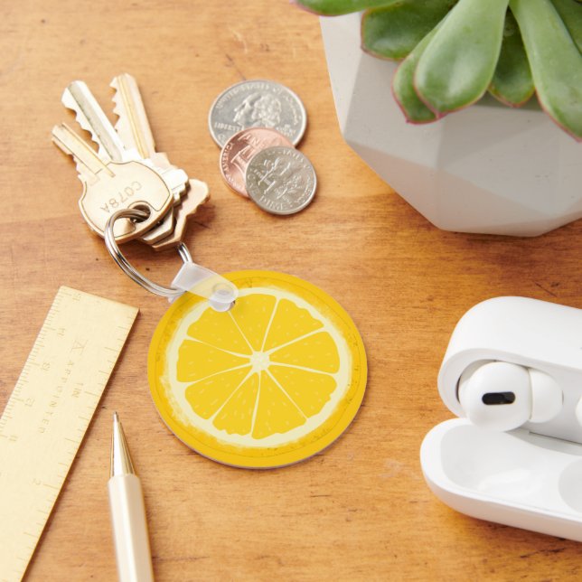 Yellow Lemon Citrus Fruit Slice   Key Ring (Desk)
