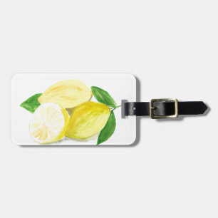 Yellow Lemon Citrus Watercolor Summer Luggage Tag