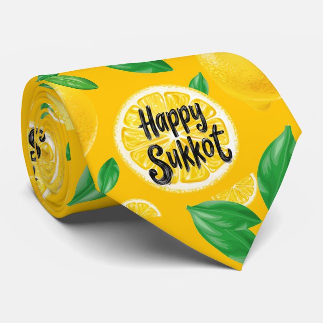 Yellow Lemon Delight Sukkot Tie (Rolled)