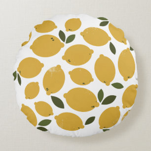 Yellow Lemon design Round Cushion