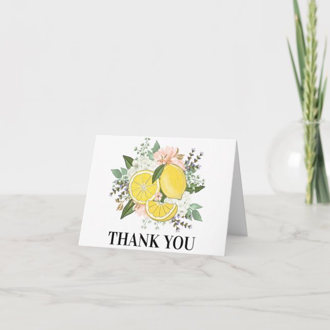 Yellow Lemon Flower Thank You Card (Front)