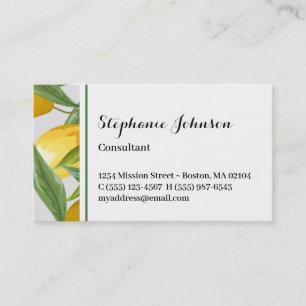 Yellow Lemon Foliage Flower Personal Calling Card