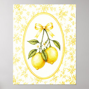 Yellow Lemon Fruit Coquette Vintage Cottagecore Poster