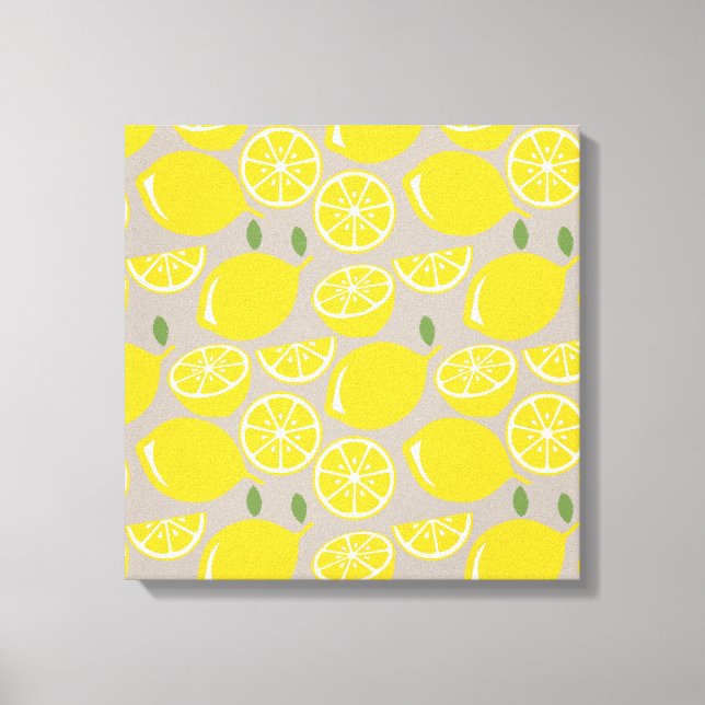 Yellow lemon fruit pattern canvas print (Front)