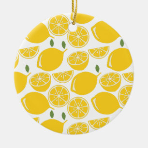 Yellow lemon fruit pattern ceramic tree decoration