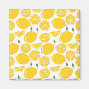 Yellow lemon fruit pattern magnet