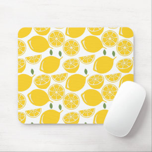 Yellow lemon fruit pattern mouse mat