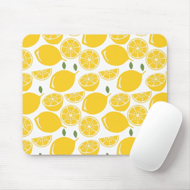 Yellow lemon fruit pattern mouse mat (With Mouse)