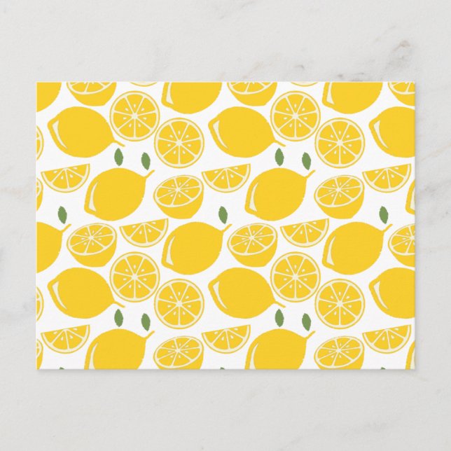 Yellow lemon fruit pattern postcard (Front)