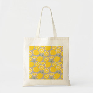 Yellow lemon fruit pattern tote bag