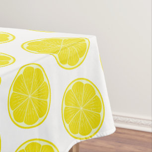 Yellow Lemon Fruit Slice Mediterranean Botanical Tablecloth
