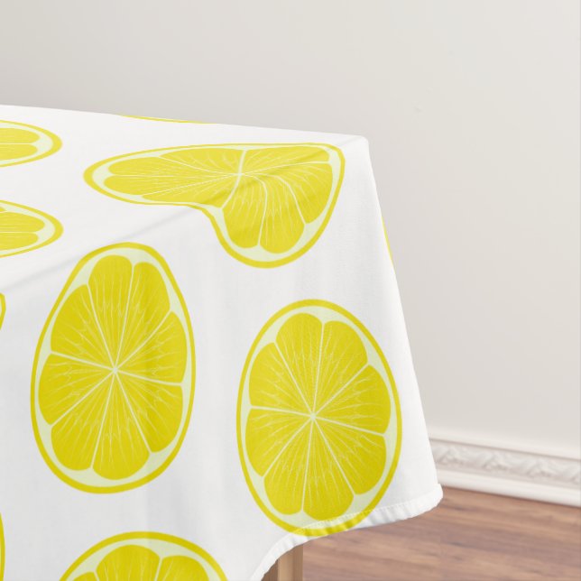 Yellow Lemon Fruit Slice Mediterranean Botanical Tablecloth (In Situ)