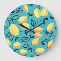 Yellow lemon gouache pattern on turquoise.